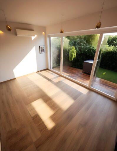Modern garden room interior with comfortable furniture, natural lighting, and stylish design elements for a cozy and functional outdoor space.
