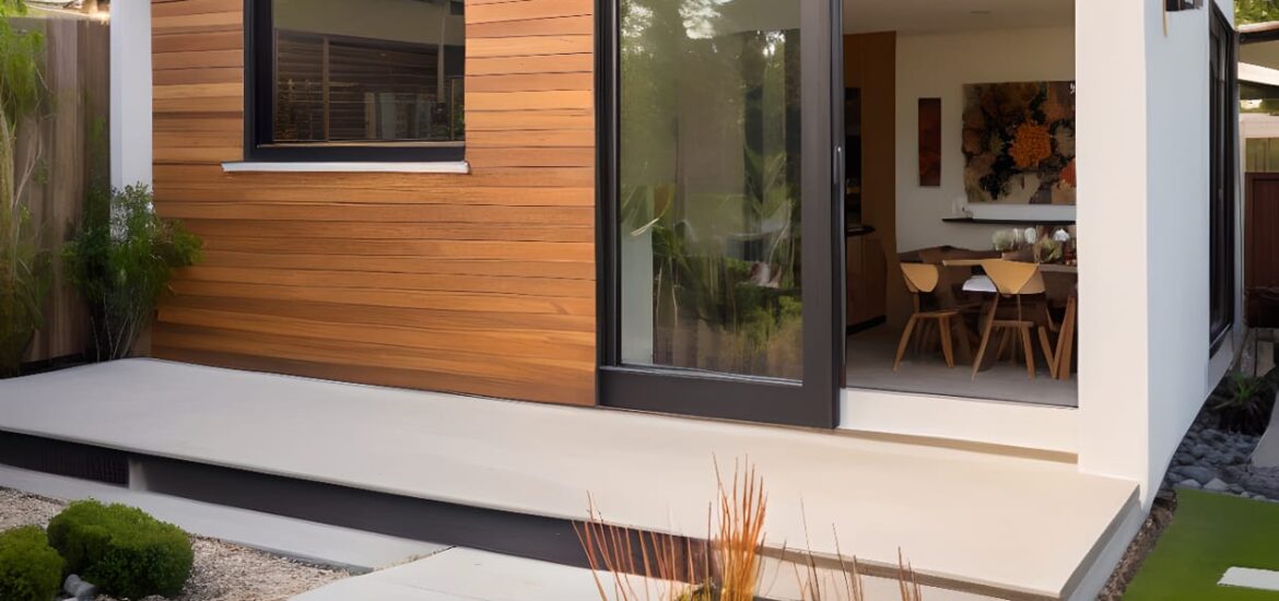 Luxurious garden with a custom outdoor living space, elegant pergola, water feature, and ambient lighting for a serene retreat.