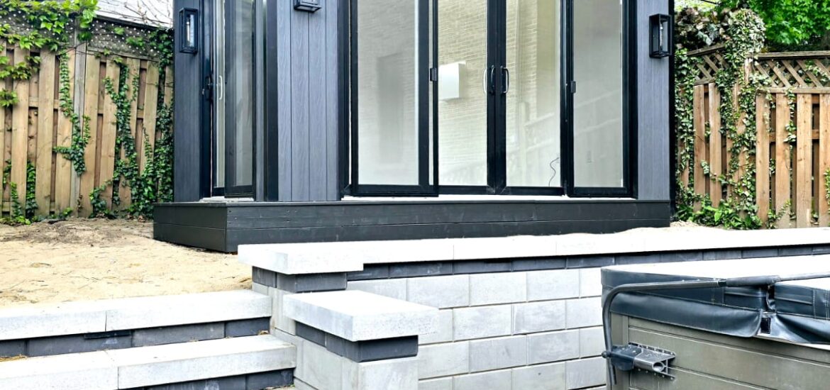 modern insulated garden room with large windows, built on-site by Garden Haus.