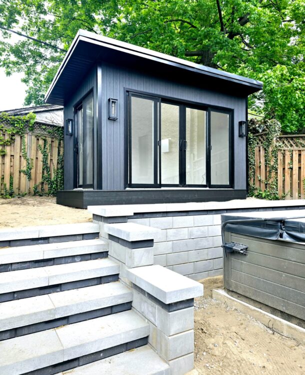 modern insulated garden room with large windows, built on-site by Garden Haus.