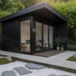 Luxury Garden Haus garden rooms with modern design, floor-to-ceiling glass, and a landscaped backyard setting