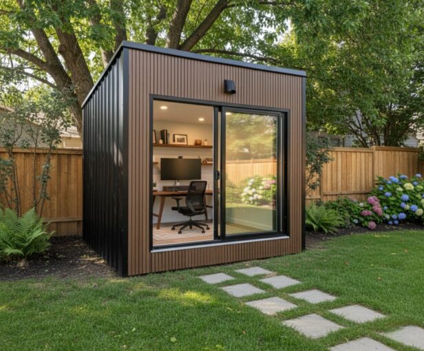 Luxury backyard office room by GardenHaus, custom-built backyard office for year-round use in Canada