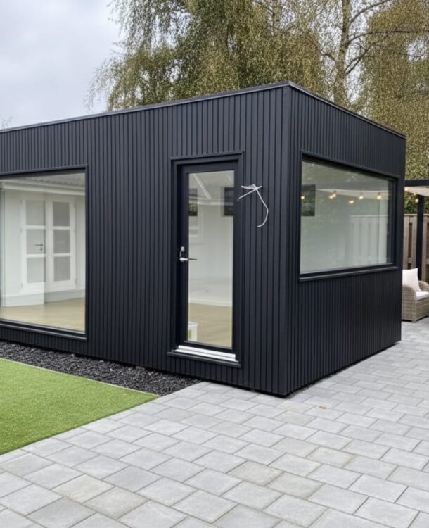 A compact 10x18 garden pod tucked into a small urban backyard corner.