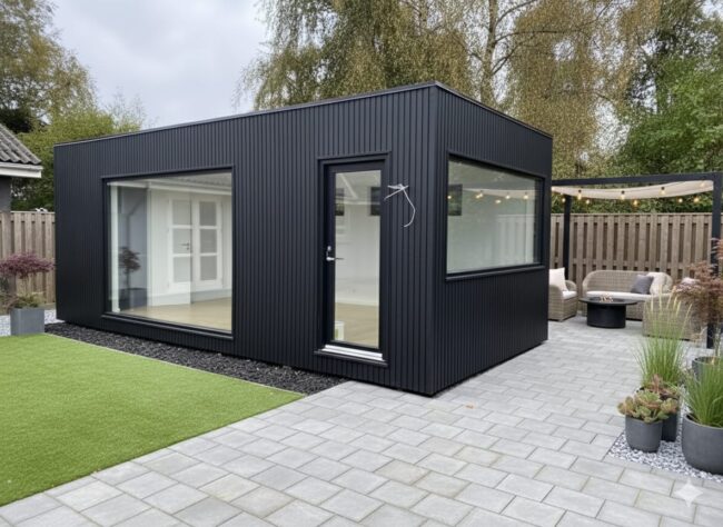 A compact 10x18 garden pod tucked into a small urban backyard corner.